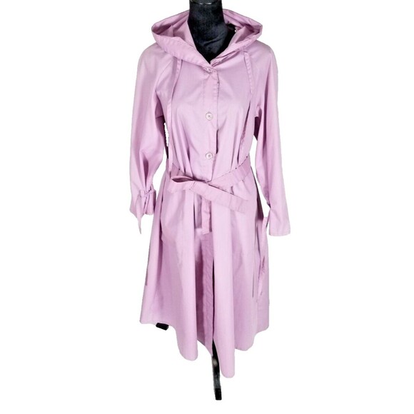 Jackets & Blazers - Vintage ICI by Bonders Purple Trench Coat Button Up w/ Hood Lightweight Jacket